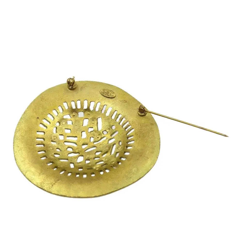 Chanel Vintage Straw Hat Brooch Metal #222232C59B - Picture 2 of 4